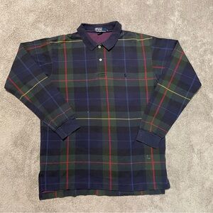 Vintage Polo Ralph Lauren Rugby Shirt Mens Large Plaid USA Made Cotton